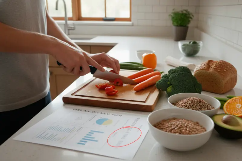 Preparación de comida equilibrada siguiendo pautas de un plan nutricional personalizado